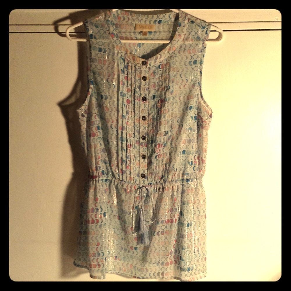 Modcloth Light Blue Moon Print Sleeveless Top M
